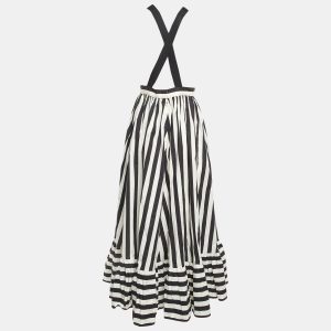 Dolce & Gabbana Black/White Striped Cotton Shoulder Strap Long Dress S, Dresses - Luxury Closet catalog