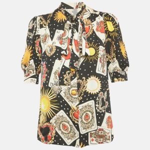 Dolce & Gabbana Black Printed Silk Blouse M, Shirts & Tops - Luxury Closet catalog