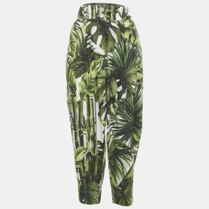 Dolce & Gabbana Green Tropical Print Cotton High Waist Trouser L, Clothing - Luxury Closet catalog