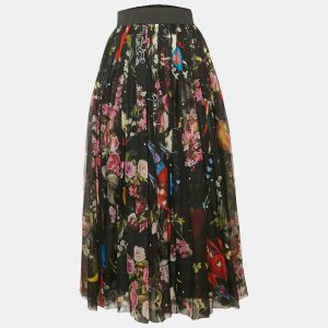 Dolce & Gabbana Black Printed Silk Midi Skirt S, Skirts - Luxury Closet catalog