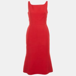 Dolce & Gabbana Red Wool Crepe Sleeveless Midi Dress M, Dresses - Luxury Closet catalog