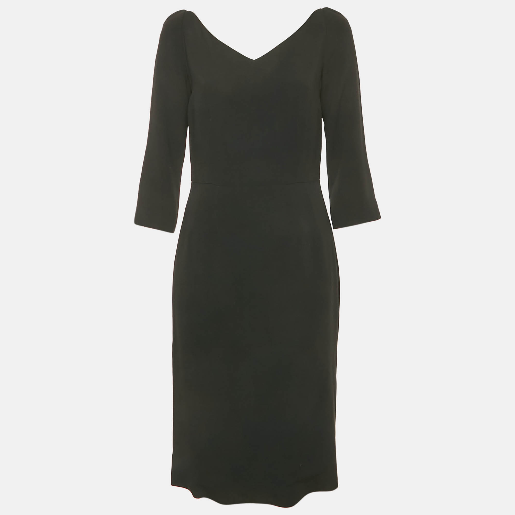 Dolce & Gabbana Black Crepe V-Neck Midi Dress M, Dresses - Luxury Closet catalog