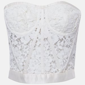 Dolce & Gabbana Off-White Lace Strapless Corset Crop Top S, Shirts & Tops - Luxury Closet catalog