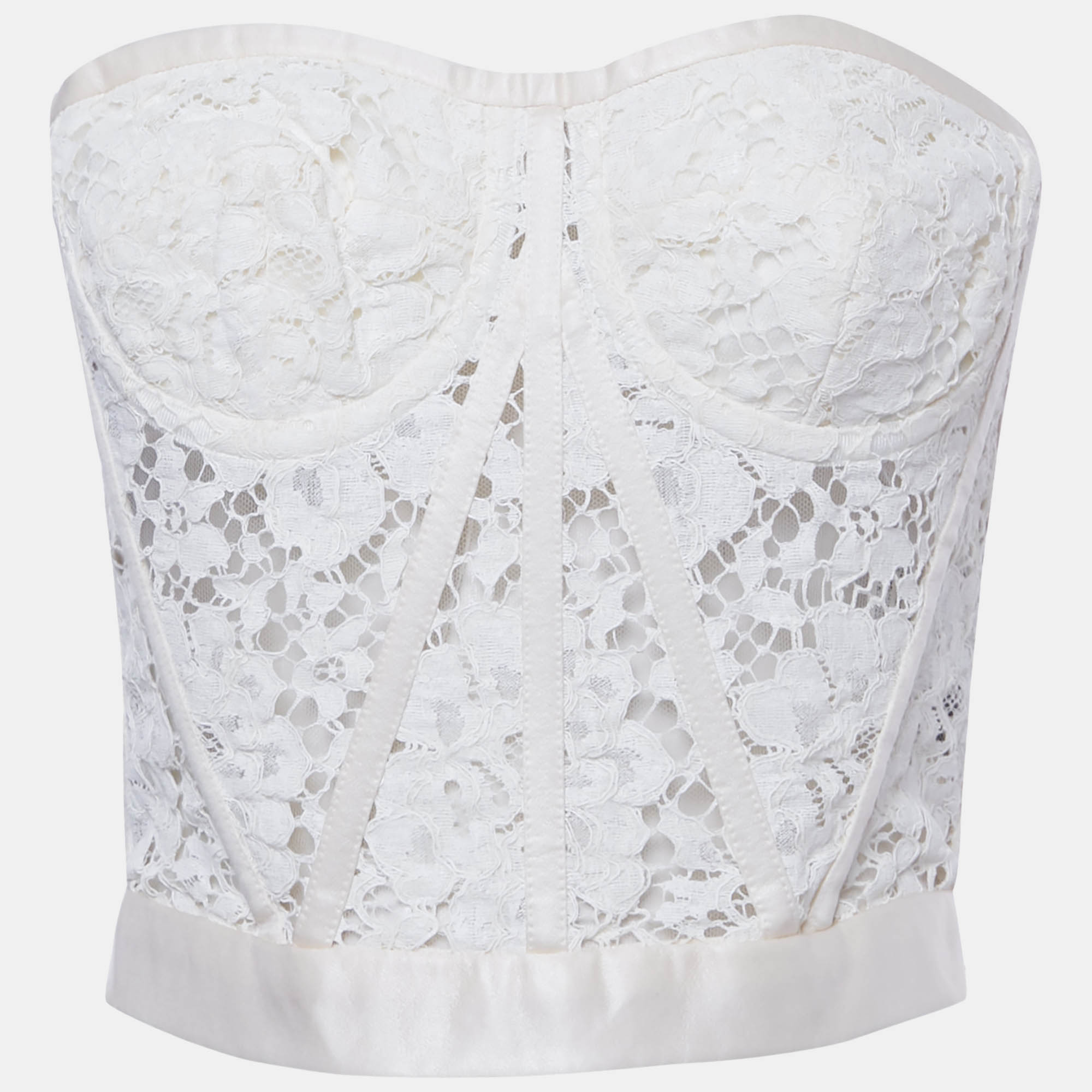 Dolce & Gabbana Off-White Lace Strapless Corset Crop Top S, Shirts & Tops - Luxury Closet catalog