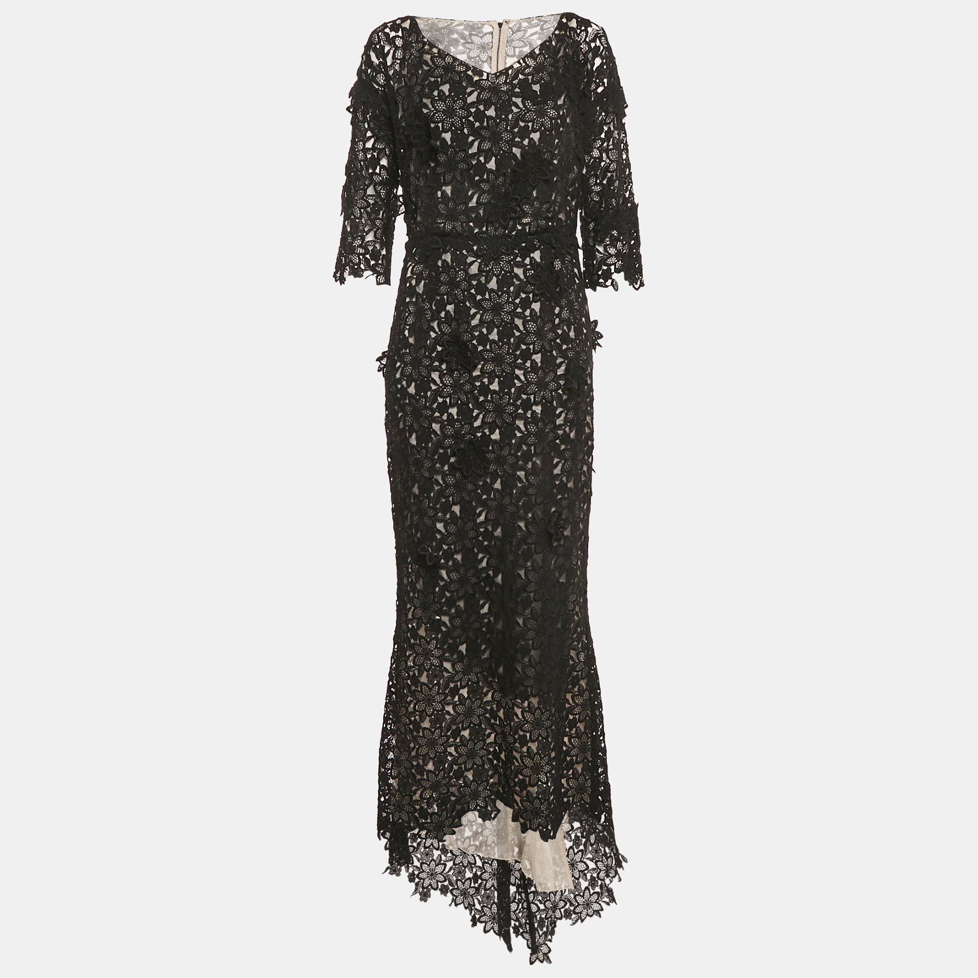 Dolce & Gabbana Black Floral Lace Long Sleeve Maxi Dress L, Dresses - Luxury Closet catalog
