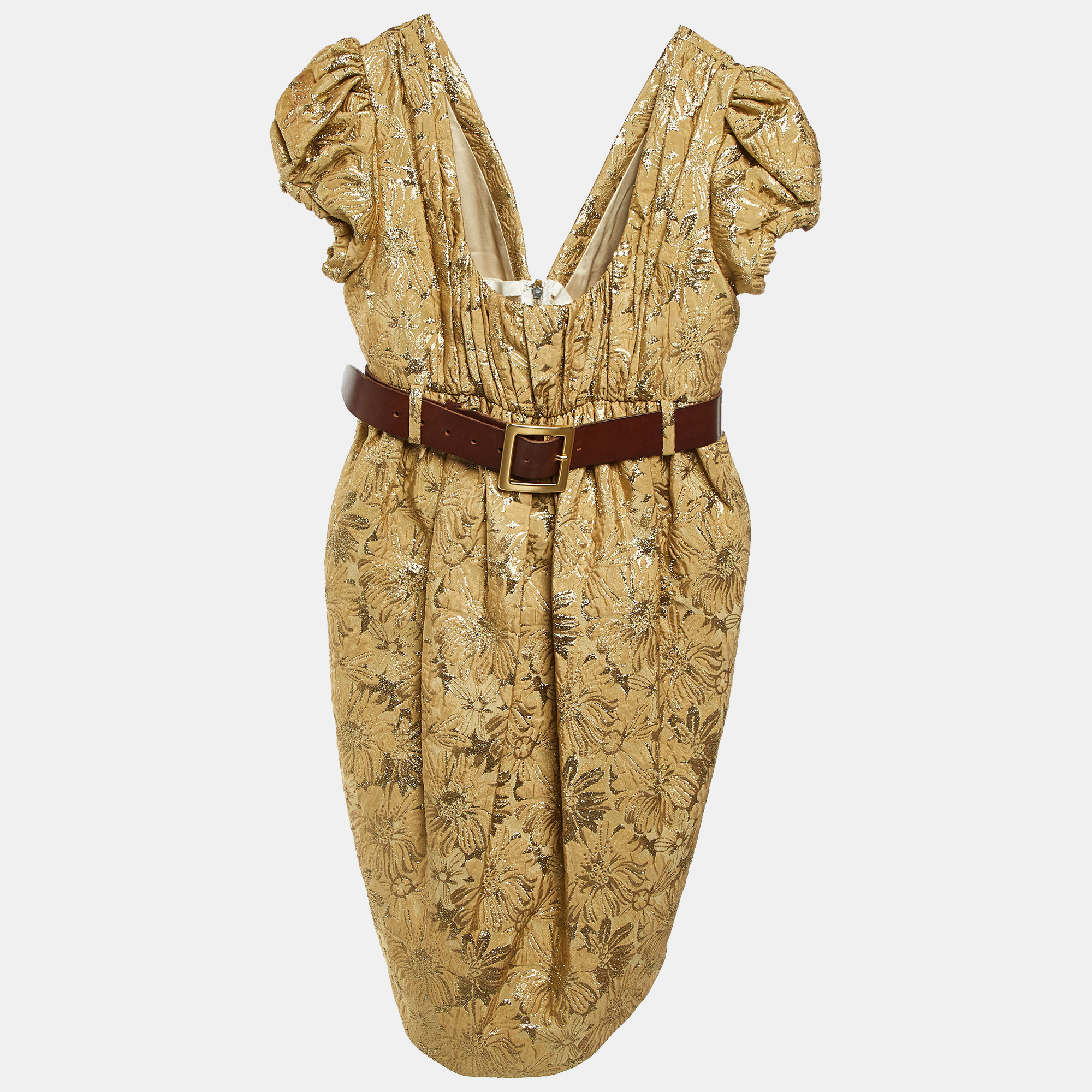 Dolce & Gabbana Gold Brocade Belt Detail Midi Dress M, Dresses - Luxury Closet catalog
