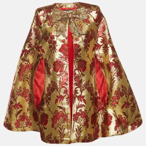 Dolce & Gabbana Gold & Red Bow Embellished Jacquard Cape M, Coats & Jackets - Luxury Closet catalog