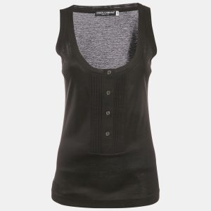 Dolce & Gabbana Black Stretch Cotton Pintuck Tank Top M, Shirts & Tops - Luxury Closet catalog