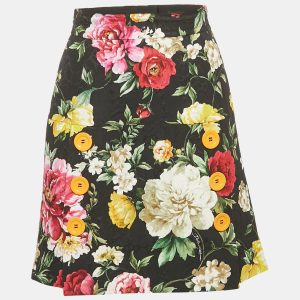 Dolce & Gabbana Black Floral Print Button Detail Jacquard Mini Skirt XS, Skirts - Luxury Closet catalog
