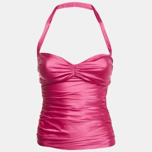 Dolce & Gabbana Pink Satin Ruched Halter Neck top XS, Shirts & Tops - Luxury Closet catalog