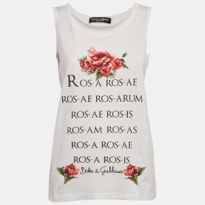 Dolce & Gabbana White Printed Cotton Tank Top XS, Shirts & Tops - Luxury Closet catalog