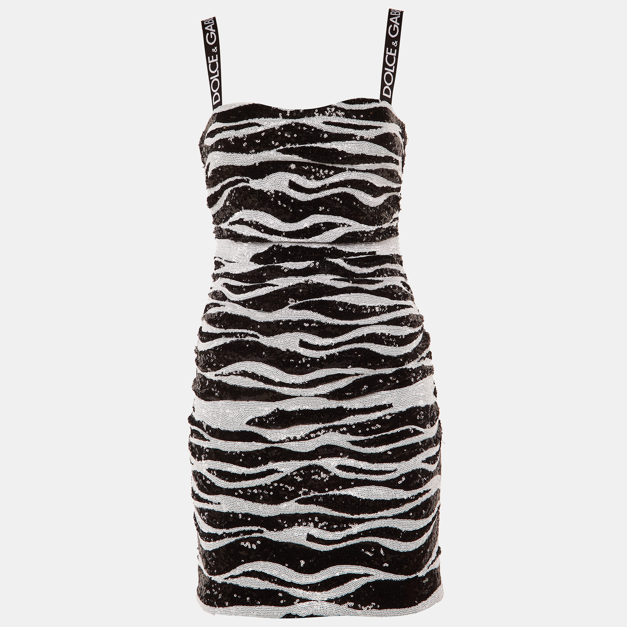 Dolce & Gabbana Monochrome Zebra Pattern Sequined Mini Dress S, Dresses - Luxury Closet catalog