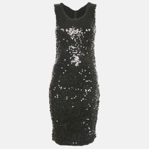 Dolce & Gabbana Black Sequin Mesh Sleeveless Short Dress S, Dresses - Luxury Closet catalog