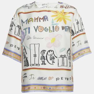 Dolce & Gabbana White Children Painting Silk Blouse M, Shirts & Tops - Luxury Closet catalog