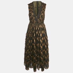 Dolce & Gabbana Black Silk Blend and Lurex Fringe Detail Long Dress M, Dresses - Luxury Closet catalog