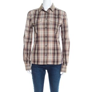 Dolce & Gabbana Brown Checked Cotton Organza Trim Shirt S, Shirts & Tops - Luxury Closet catalog
