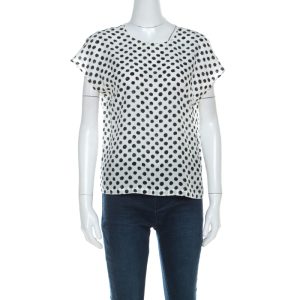Dolce & Gabbana Monochrome Brushstroke Polka Dot Print Silk Blouse M, Shirts & Tops - Luxury Closet catalog