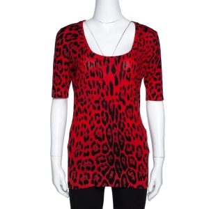Dolce & Gabbana Red Leopard Pattern Wool Knit Jumper M, Sweaters & Cardigans - Luxury Closet catalog