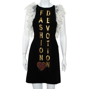 Dolce & Gabbana Black Crepe Lace Detail Fashion Devotion Dress XS, Dresses - Luxury Closet catalog