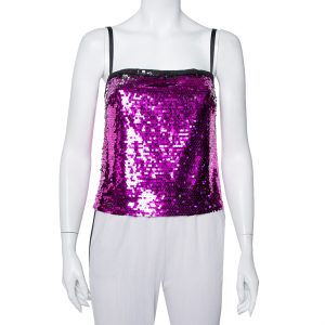 Dolce & Gabbana Fuschia Pink Sequin Paillette Embellished Camisole Top S, Shirts & Tops - Luxury Closet catalog