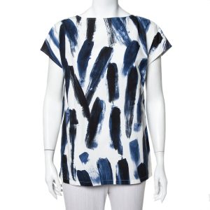 Dolce & Gabbana Blue Cotton Brushstroke Print Short Sleeve Tunic Top M, Shirts & Tops - Luxury Closet catalog