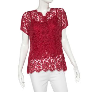 Dolce & Gabbana Red Floral Lace Button Detail Top L, Shirts & Tops - Luxury Closet catalog