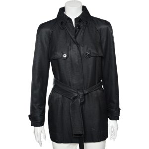 Dolce & Gabbana Black Cotton Belted Button Front Jacket M, Coats & Jackets - Luxury Closet catalog