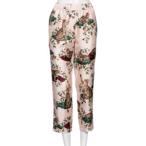 Dolce & Gabbana Pink Silk Floral & Cat Printed Pajama Pants M, Clothing - Luxury Closet catalog