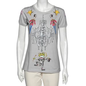 Dolce & Gabbana Grey Printed Cotton Crew Neck Short Sleeve Top M, Shirts & Tops - Luxury Closet catalog