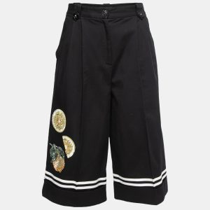 Dolce & Gabbana Black Cotton Embellished Embroidered Culottes M, Clothing - Luxury Closet catalog
