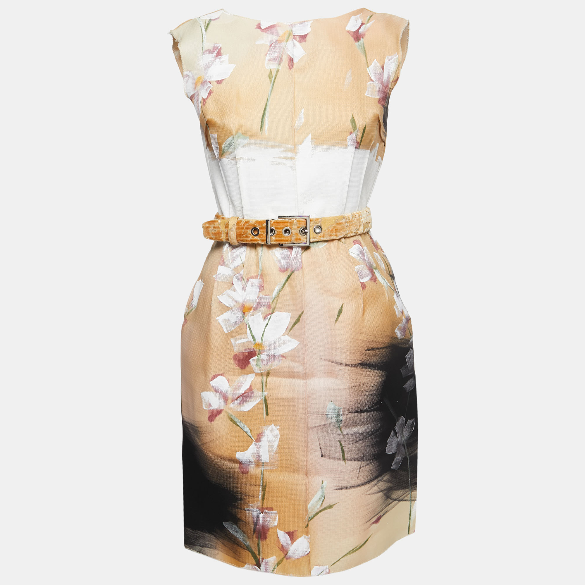 Dolce & Gabbana Beige Floral Hand Painted Canvas Limited Edition Midi Dress M, Dresses - Luxury Closet catalog