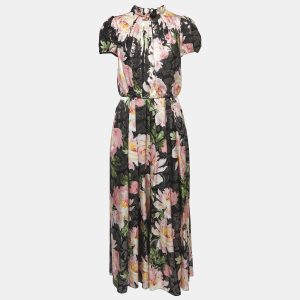 Dolce & Gabbana Black Floral Jacquard Silk Maxi Dress M, Dresses - Luxury Closet catalog
