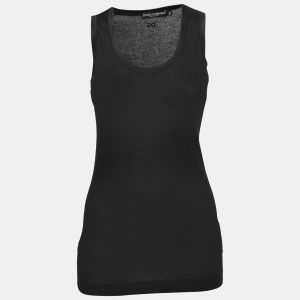 Dolce & Gabbana Black Cotton Knit & Satin Trim Tank Top M, Shirts & Tops - Luxury Closet catalog