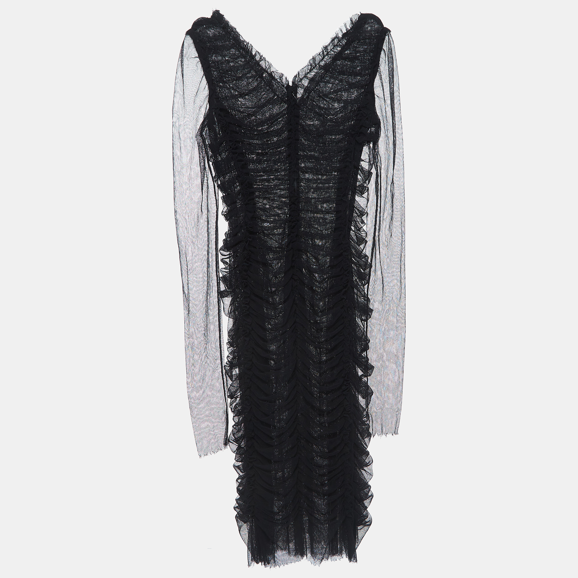 Dolce & Gabbana Black Tulle Ruched Midi Dress L, Dresses - Luxury Closet catalog