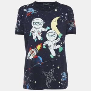 Dolce & Gabbana Navy Blue Space Print Cotton Half Sleeve T-Shirt M, Shirts & Tops - Luxury Closet catalog