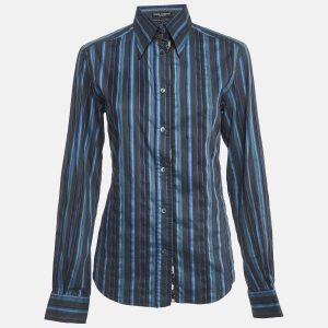 Dolce & Gabbana Blue Striped Cotton Full Sleeve Shirt M, Shirts & Tops - Luxury Closet catalog