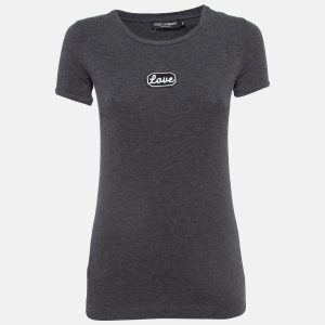 Dolce & Gabbana Grey Applique Cotton T-Shirt XS, Shirts & Tops - Luxury Closet catalog