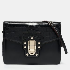 Dolce & Gabbana Black Crocodile Leather and Python Lucia Shoulder Bag, Shoulder Bags - Luxury Closet catalog