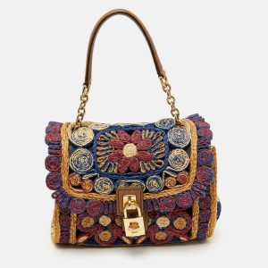 Dolce & Gabbana Multicolor Floral Raffia Miss Dolce Top Handle Bag, Satchels - Luxury Closet catalog
