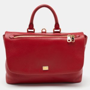 Dolce & Gabbana Red Leather Zipper Flap Top Handle Bag, Satchels - Luxury Closet catalog