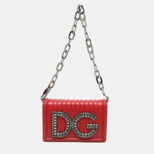 Dolce & Gabbana Red Quilted Leather DG Girls Shoulder Bag, Shoulder Bags - Luxury Closet catalog