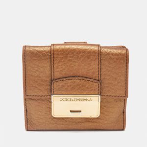 Dolce & Gabbana Gold Leather Metal Flap Compact Wallet, Wallets & Money Clips - Luxury Closet catalog