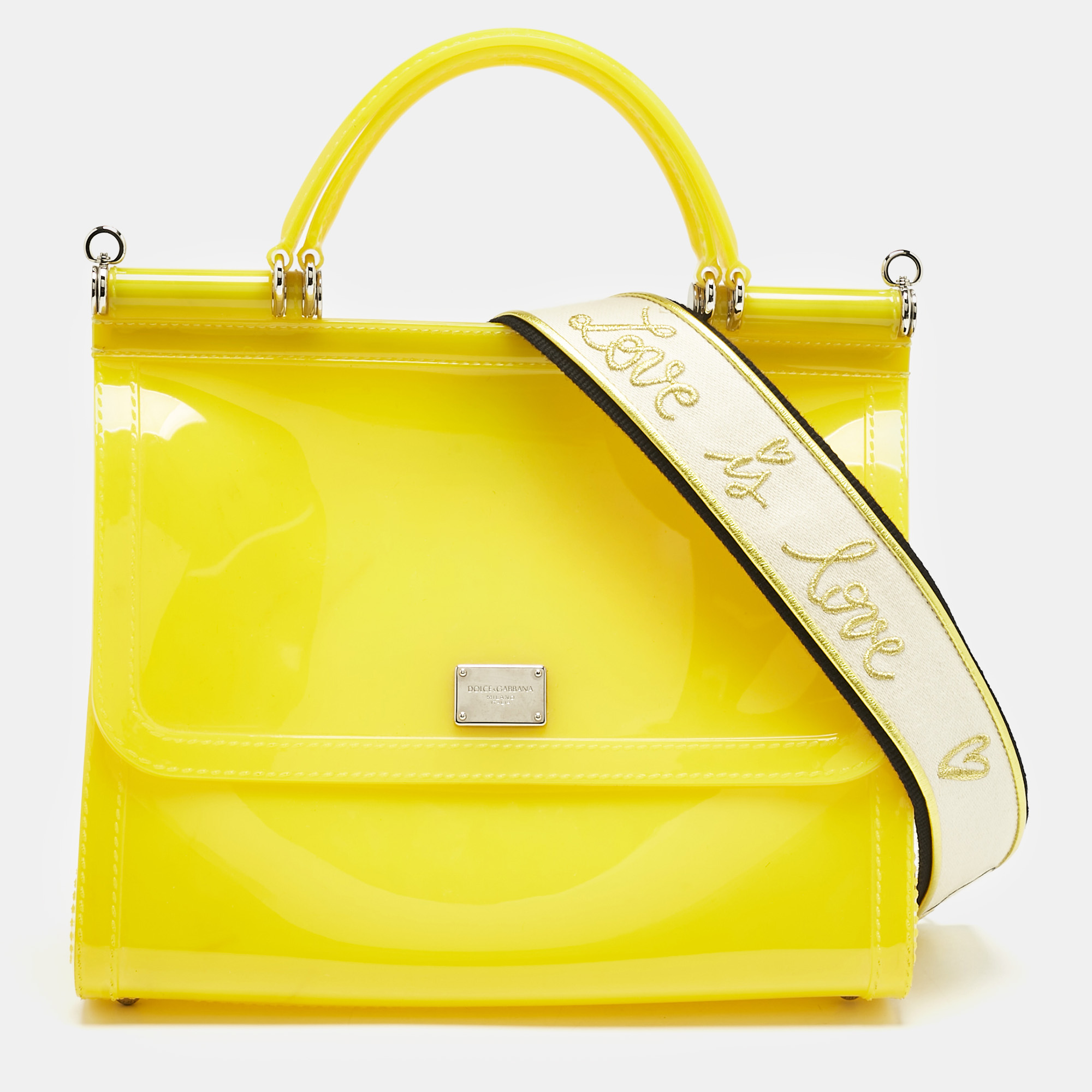 Dolce & Gabbana Yellow Rubber Miss Sicily Top Handle Bag, Satchels - Luxury Closet catalog