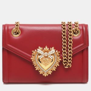 Dolce & Gabbana Red Leather Devotion Wallet On Chain, Wallets & Money Clips - Luxury Closet catalog