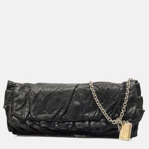 Dolce & Gabbana Black Pleated Leather Chain Clutch, Clutches & Special Occasion Bags - Luxury Closet catalog