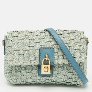 Dolce & Gabbana Blue Woven Raffia and Leather Padlock Shoulder Bag, Shoulder Bags - Luxury Closet catalog