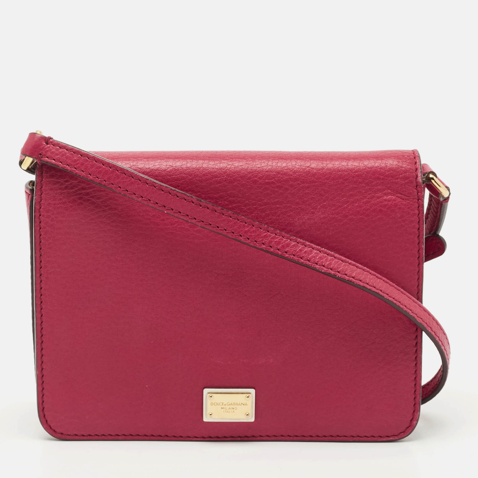 Dolce & Gabbana Dark Pink Leather Mini Dauphine Crossbody Bag, Shoulder Bags - Luxury Closet catalog