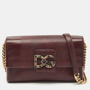 Dolce & Gabbana Burgundy Lizard Embossed Leather DG Millennials Shoulder Bag, Shoulder Bags - Luxury Closet catalog