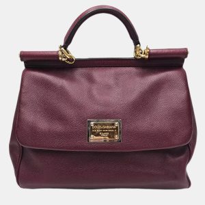 Dolce & Gabbana Miss Sicily Dauphine Burgundy Leather Satchel Bag, Satchels - Luxury Closet catalog