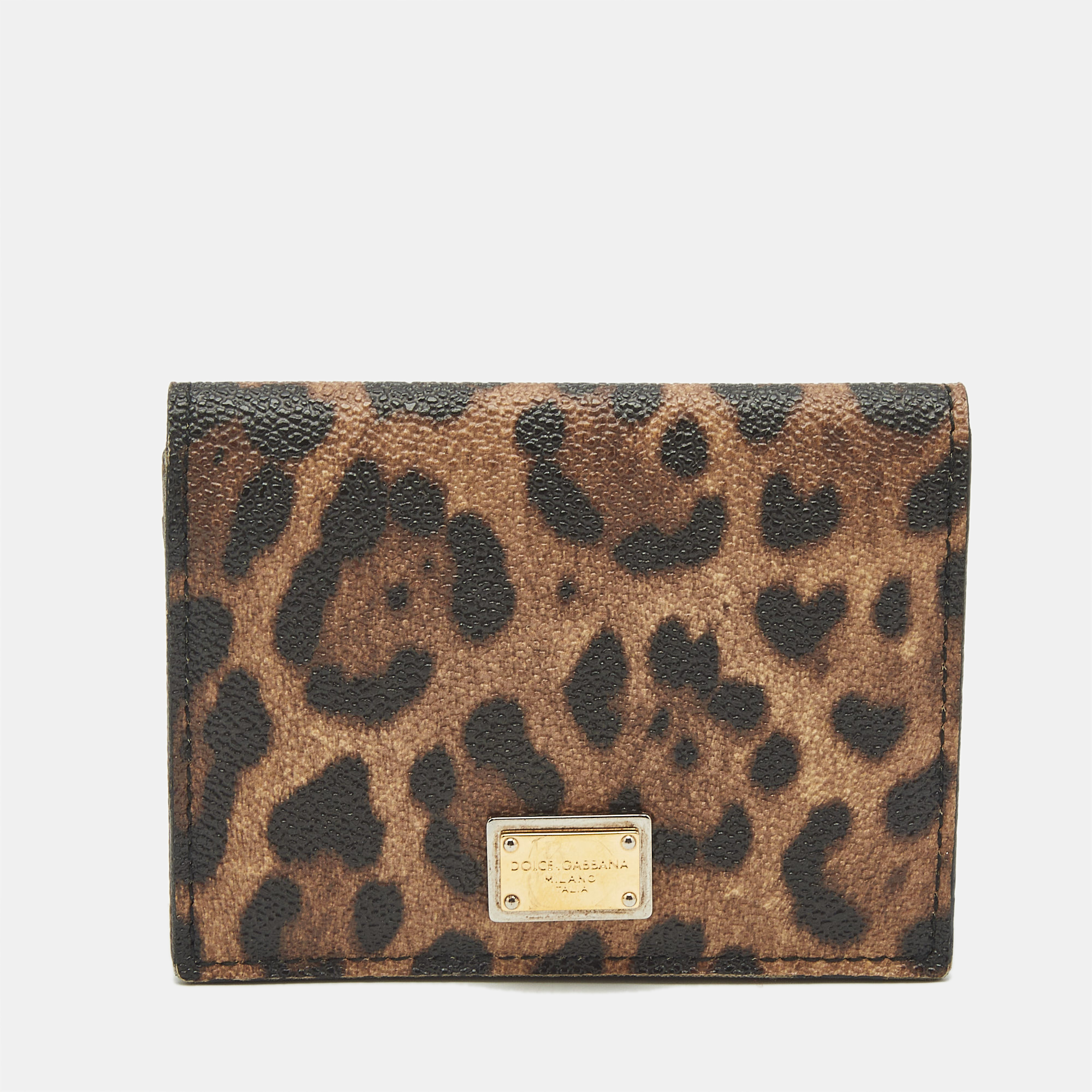Dolce & Gabbana Brown Leopard Print Coated Canvas and Leather Flap Card Case, Wallets & Money Clips - Luxury Closet catalog